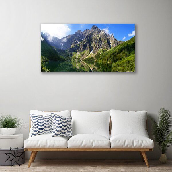 Tablou pe panza canvas Mountain Lake Natura Gri Verde