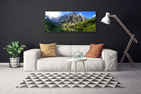 Tablou pe panza canvas Mountain Lake Natura Gri Verde