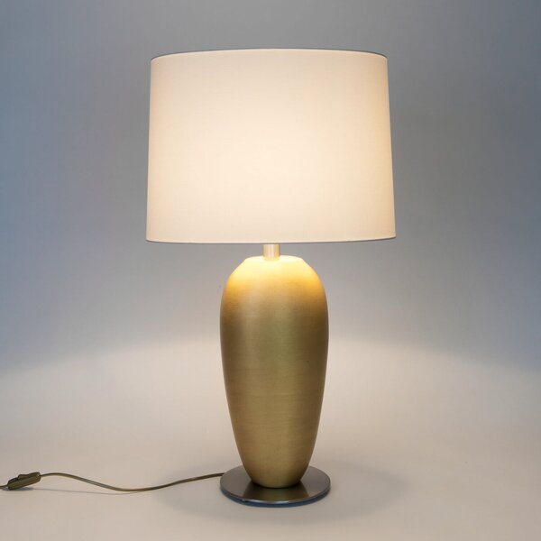 Holländer Lampa de masă OMEGA OVAL, auriu/ecru, înălțime 77 cm, ceramică, soclu E27, Auriu / Alamă, Camera de zi / sufragerie, Ceramică
