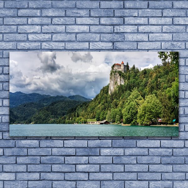 Tablou pe panza canvas Mountain Lake Forest Natura Verde Albastru