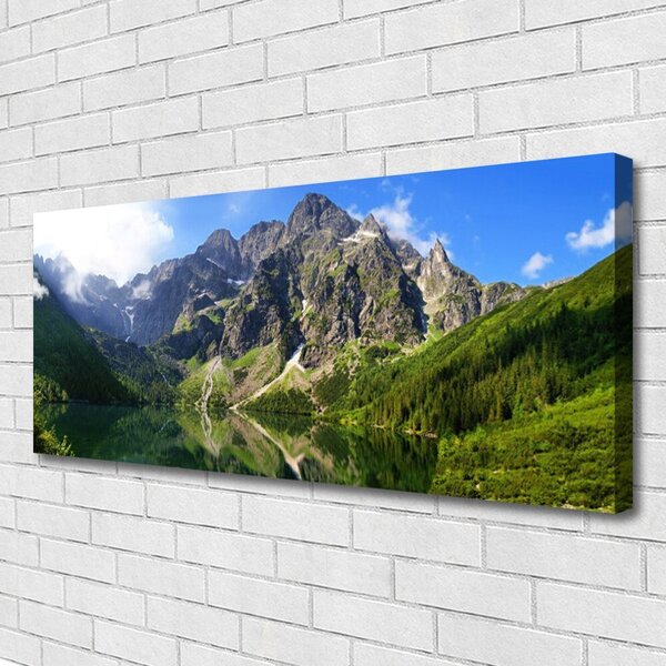 Tablou pe panza canvas Mountain Lake Natura Gri Verde