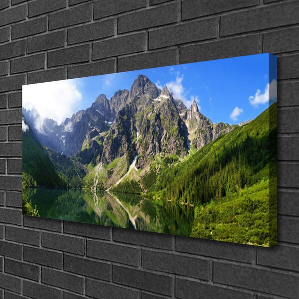 Tablou pe panza canvas Mountain Lake Natura Gri Verde