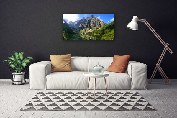 Tablou pe panza canvas Mountain Lake Natura Gri Verde