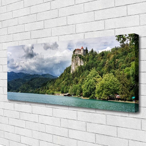 Tablou pe panza canvas Mountain Lake Forest Natura Verde Albastru
