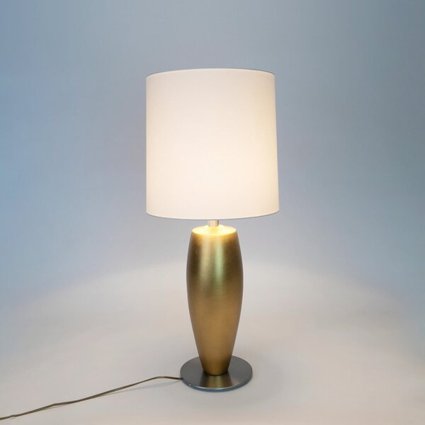 Holländer Lampa de masă OMEGA SOTTILE, auriu/alb, înălțime 80 cm, ceramică, soclu E27, Auriu / Alamă, Camera de zi / sufragerie, Ceramică
