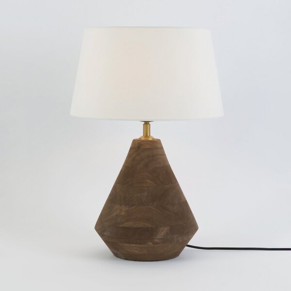 Holländer Lampa de masă CAPANNE, natur/ecru, înălțime 37 cm, lemn mango, E27, Lemn, Camera de zi / sufragerie, Lemn
