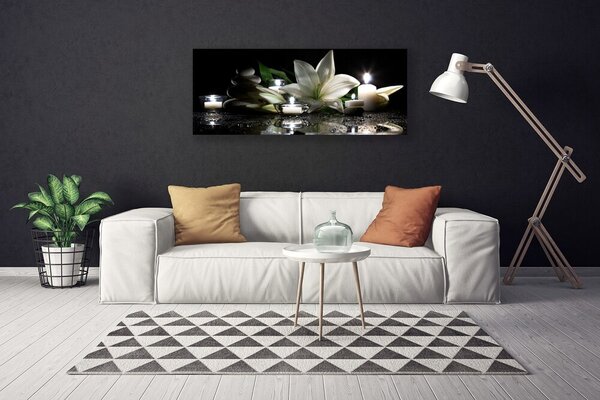 Tablou pe panza canvas Pietre de flori Lumanari Art Negru Alb Galben