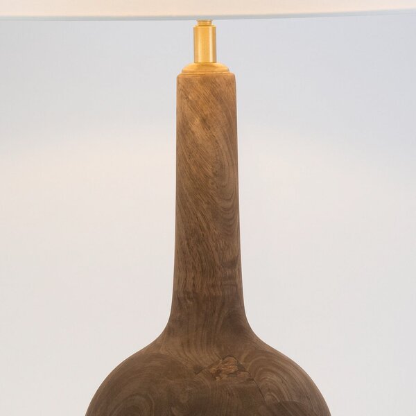 Holländer Lampa de masă VEZZANA, natur/ecru, înălțime 47 cm, lemn mango, E27, Lemn, Camera de zi / sufragerie, Lemn