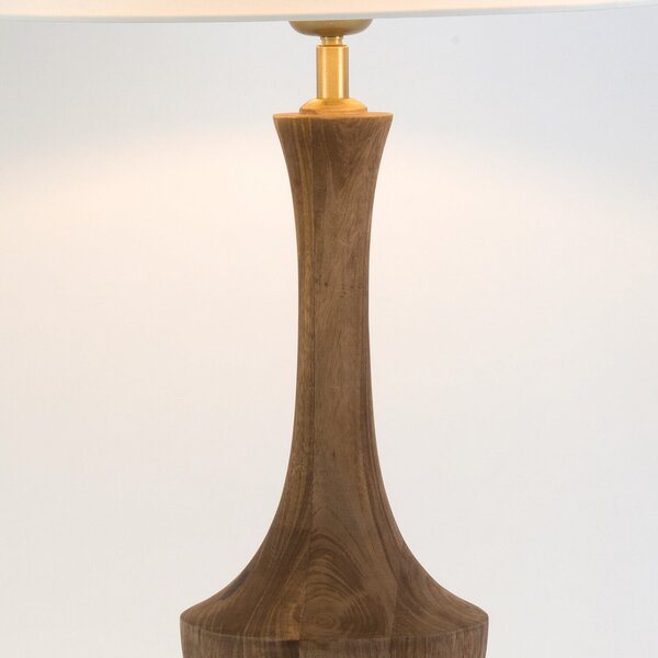 Holländer Lampa de masă SUBASIO, natur/ecru, înălțime 50 cm, lemn mango, E27, Lemn, Camera de zi / sufragerie, Lemn