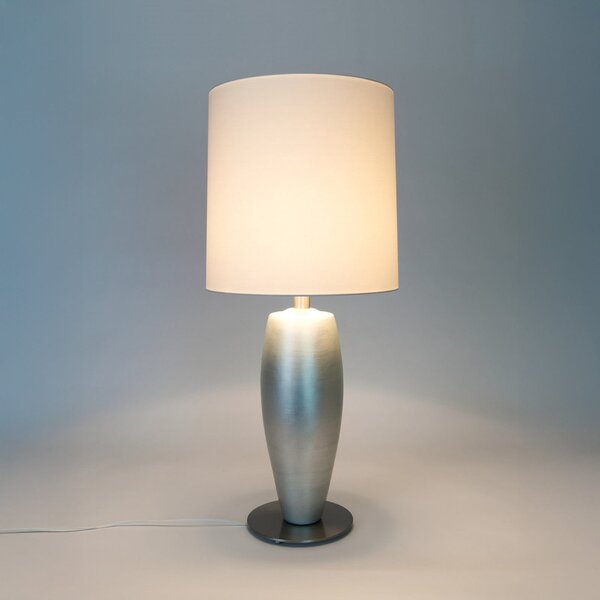 Holländer Lampa de masă OMEGA SOTTILE, argintiu/alb, înălțime 80 cm, ceramică, soclu E27, Metalic, Camera de zi / sufragerie, Ceramică