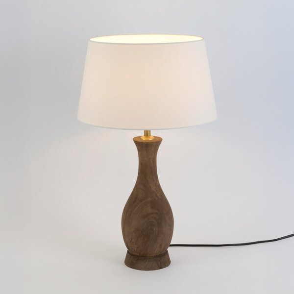 Holländer Lampa de masă ANTELAO, natur/ecru, înălțime 45 cm, lemn mango, E27, Lemn, Camera de zi / sufragerie, Lemn