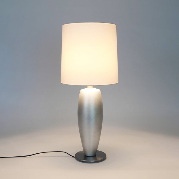 Holländer Lampa de masă SIGMA SOTTILE, argintiu/alb, înălțime 68 cm, ceramică, soclu E27, Metalic, Camera de zi / sufragerie, Ceramică
