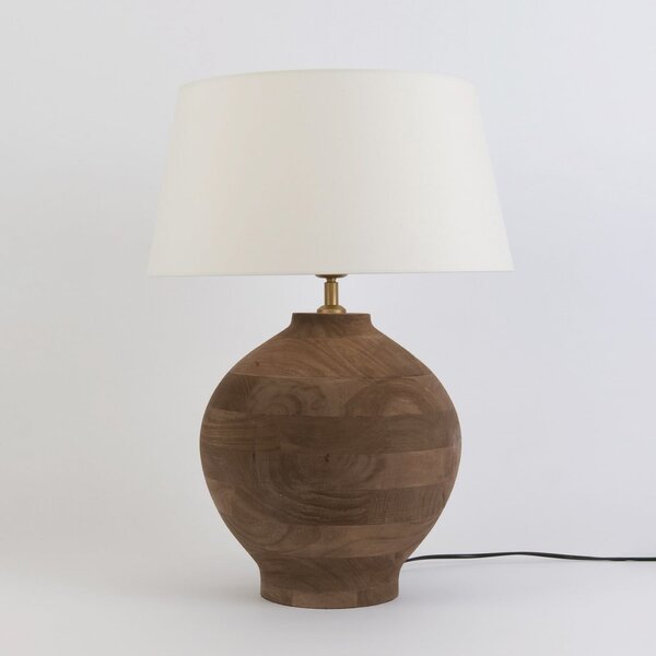 Holländer Lampa de masă SORATTE, natur/ecru, înălțime 48 cm, lemn mango, E27, Lemn, Camera de zi / sufragerie, Lemn