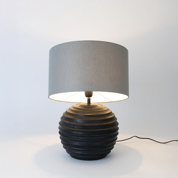 Holländer Lampa de masă GIOACCHINO, negru/gri, înălțime 50 cm, lemn/chintz, Negru, Camera de zi / sufragerie, Lemn