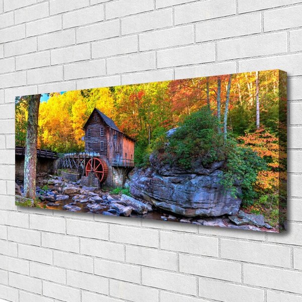 Tablou pe panza canvas Forest Stones Natura Gri Maro Verde Galben