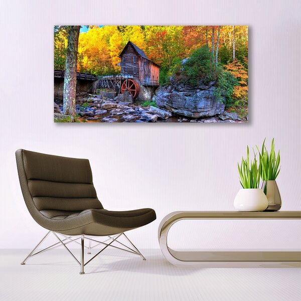 Tablou pe panza canvas Forest Stones Natura Gri Maro Verde Galben