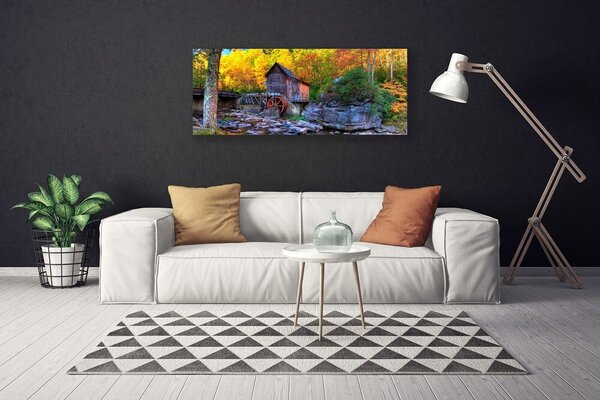 Tablou pe panza canvas Forest Stones Natura Gri Maro Verde Galben