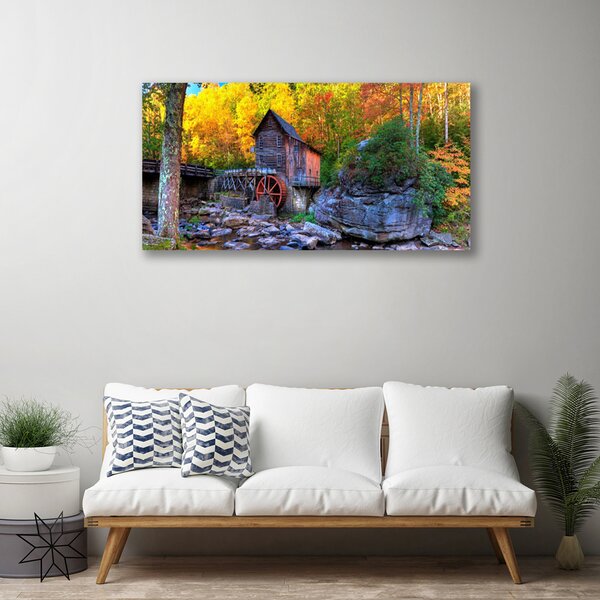 Tablou pe panza canvas Forest Stones Natura Gri Maro Verde Galben
