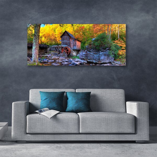 Tablou pe panza canvas Forest Stones Natura Gri Maro Verde Galben