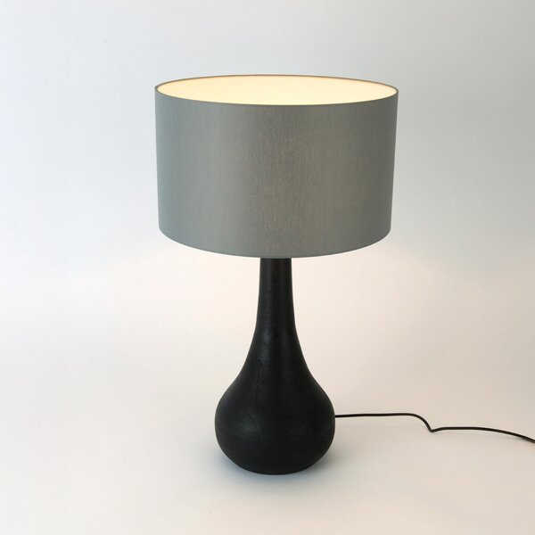 Holländer Lampa de masă RODOLFO, negru/gri, înălțime 63 cm, lemn/chintz, Negru, Camera de zi / sufragerie, Lemn