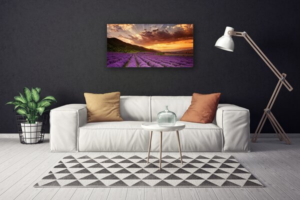 Tablou pe panza canvas Muntii Meadow Flori Peisaj Verde Roz