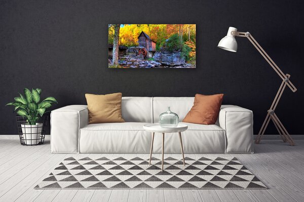Tablou pe panza canvas Forest Stones Natura Gri Maro Verde Galben