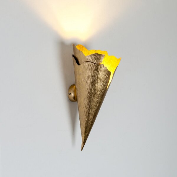 Holländer Aplică de perete GINGKO QUATTRO, aurie, înălțime 31 cm, metal, G9, reglabil, Auriu / Alamă, Camera de zi / sufragerie, Metal