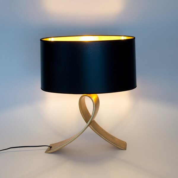 Holländer Lampa de masă CICLO OVAL, negru/auriu, 52 cm, metal/plastic, Negru, Camera de zi / sufragerie, Metal, Modern