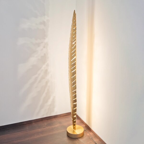 Holländer Lampadar PIETRO, culoare aurie, înălțime 152 cm, metal, 6 x G4, Auriu / Alamă, Camera de zi / sufragerie, Metal
