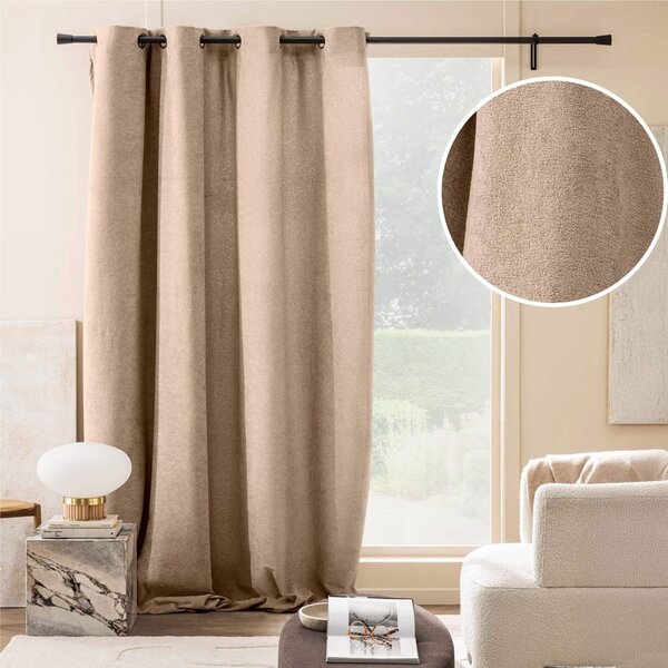 Draperie maro deschis din material bouclé 140x260 cm Winona – douceur d'intérieur