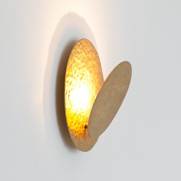 Holländer Aplică de perete cu LED CORONARE, Ø 26 cm, auriu, metal, dimabil, reglabil, Auriu / Alamă, Camera de zi / sufragerie, Metal, Modern