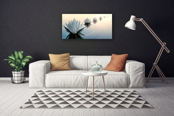 Tablou pe panza canvas Flori Floral Alb Albastru