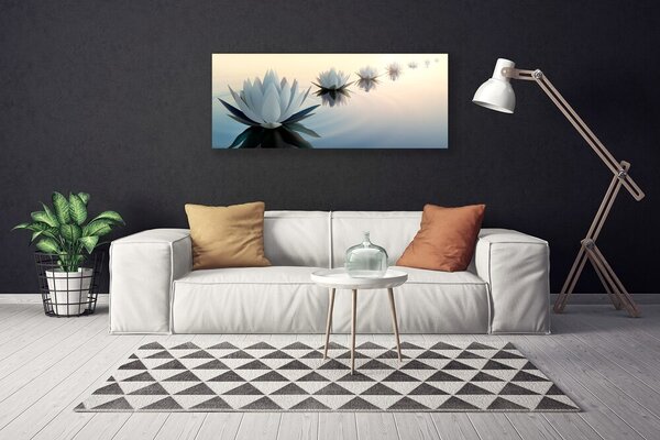 Tablou pe panza canvas Flori Floral Alb Albastru