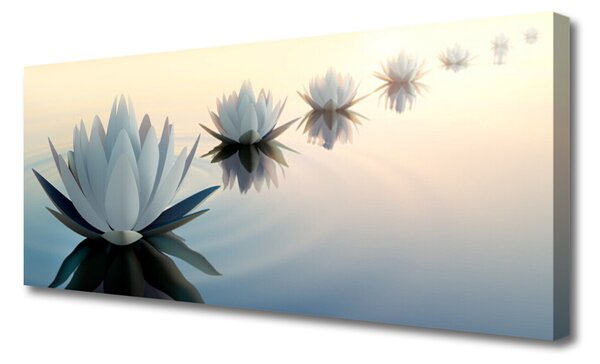 Tablou pe panza canvas Flori Floral Alb Albastru