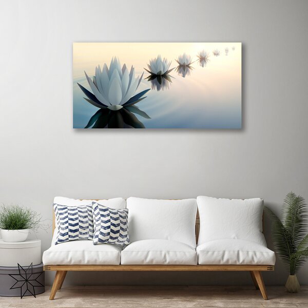 Tablou pe panza canvas Flori Floral Alb Albastru