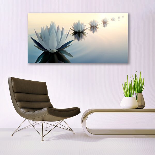 Tablou pe panza canvas Flori Floral Alb Albastru