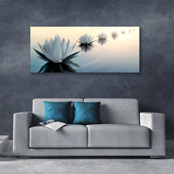 Tablou pe panza canvas Flori Floral Alb Albastru