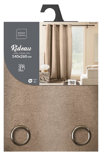 Draperie maro deschis din material bouclé 140x260 cm Winona – douceur d'intérieur
