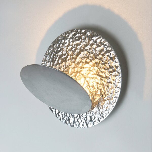 Holländer Aplică de perete cu LED CORONARE, Ø 26 cm, argintiu, metal, dimabil, reglabil, Metalic, Camera de zi / sufragerie, Metal, Modern