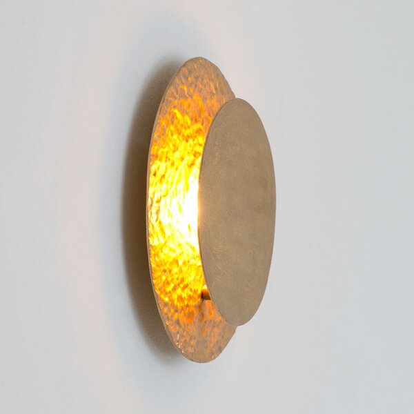 Holländer Aplică de perete cu LED CORONARE, Ø 26 cm, auriu, metal, dimabil, reglabil, Auriu / Alamă, Camera de zi / sufragerie, Metal, Modern