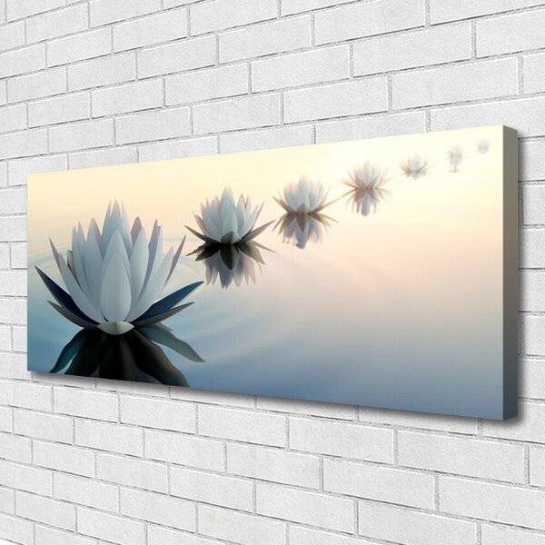 Tablou pe panza canvas Flori Floral Alb Albastru