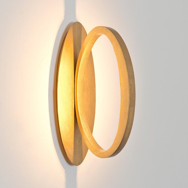 Holländer Aplică de perete LED ASTERISCO OVAL, auriu, 45 cm, metal, dimabil, reglabil, Auriu / Alamă, Camera de zi / sufragerie, Metal, Modern