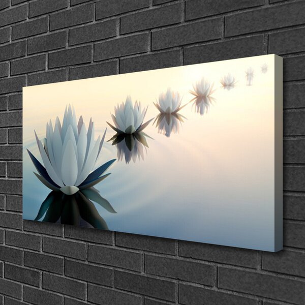 Tablou pe panza canvas Flori Floral Alb Albastru