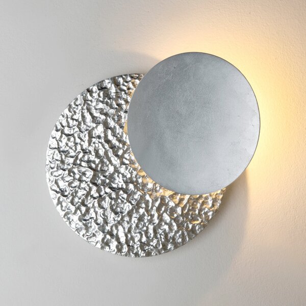 Holländer Aplică de perete cu LED CORONARE, Ø 26 cm, argintiu, metal, dimabil, reglabil, Metalic, Camera de zi / sufragerie, Metal, Modern