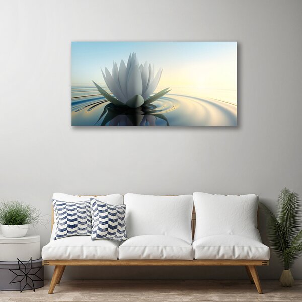 Tablou pe panza canvas Water Flower Art White Albastru