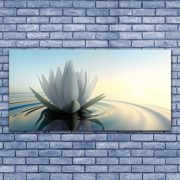 Tablou pe sticla Water Flower Art White Albastru