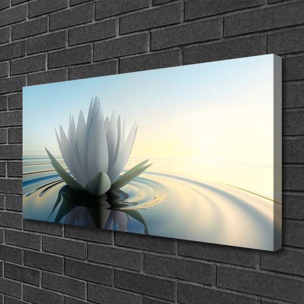 Tablou pe panza canvas Water Flower Art White Albastru