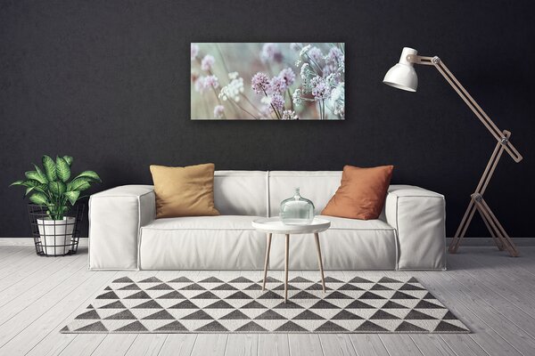 Tablou pe panza canvas Flori Floral Violet Alb