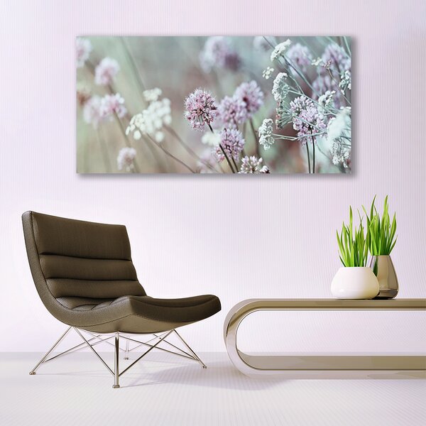 Tablou pe panza canvas Flori Floral Violet Alb