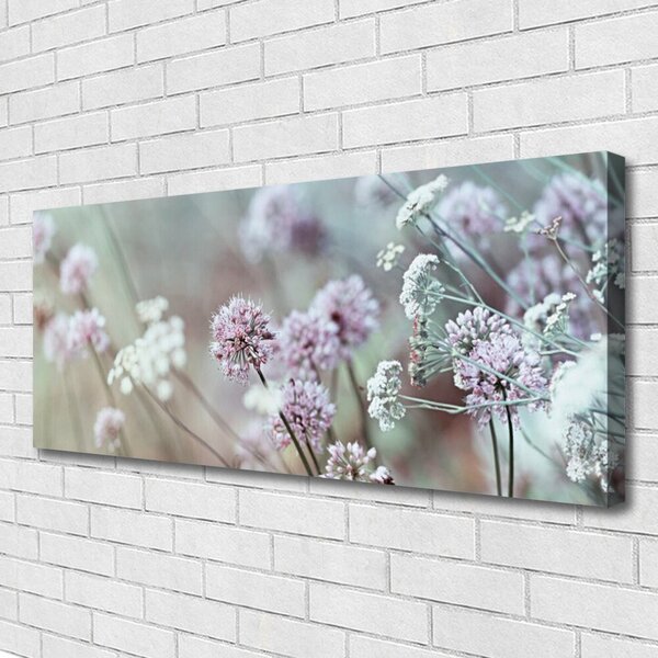 Tablou pe panza canvas Flori Floral Violet Alb